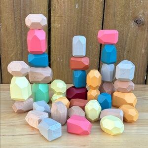 Colorful Wooden Stacking Blocks for Kids. Lot of 36
